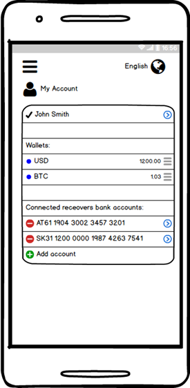 Cryptocurrency exchange application  Account ID verification screen