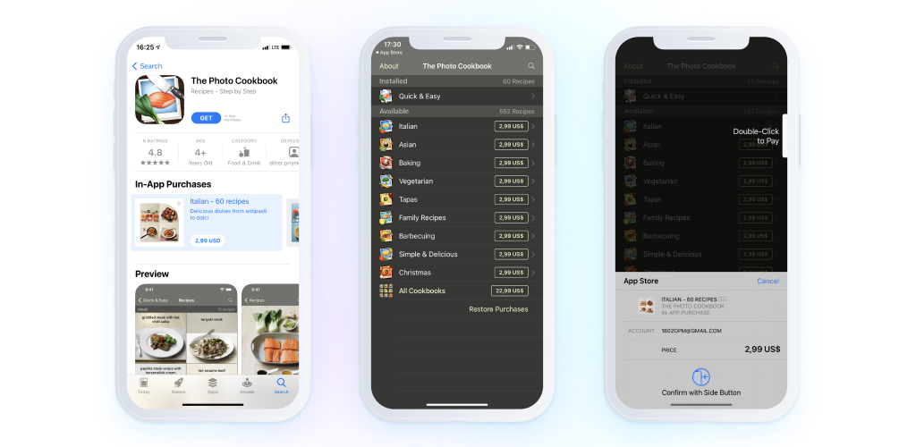 cooking app - screenshots - monetize an app